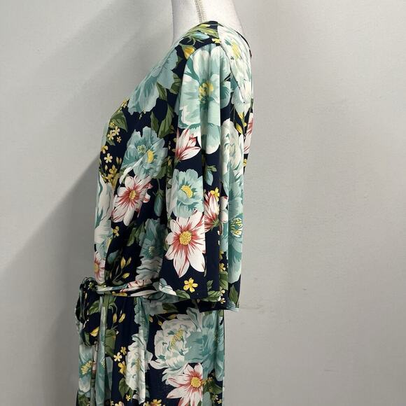 Charter Club Dress Plus size 3X Blue Green Floral Tropical Floral Stretch Knee - Picture 8 of 13